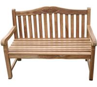 Garden Market Place Solid Teak 3 Seater Garden Bench With Two Flower And Leaf Carvings