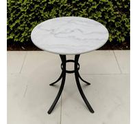 Garden Market Place The Garden Marketplace Marble Top Bistro Table, 60Cm Round Top With 20mm Marble, Steel Legs With Adjustable Rubber Feet