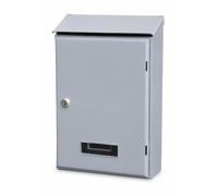 Garden Market Place Wall Mounted Post Box, Galvanised Steel Lockable Letter Box, Large Outdoor Post Box with Perspex Name Tab, 2 Keys, Fixings Included, Grey, 360 x 230 x 100mm