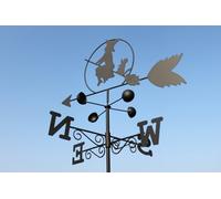 Garden Market Place Weathervane - Witch Steel Weathervane With Ground Spike And Wall Fixing.