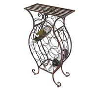 Garden Market Place Wine Rack - Decorative Free Standing Metal Framed Wine Rack for 13 Wine Bottles With Shelf - Bronze