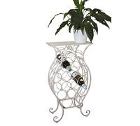 Garden Market Place Wine Racks - Decorative Free Standing White Metal Framed Wine Rack for 13 Wine Bottles With Shelf