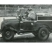 Garden Market Place Winston Churchill In His Series 1 Land Rover -Canvas Picture Print - Black and White