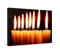 Garden Marketplace Christmas Canvas Print - 8 Flickering Candles, 40 x 30cm | Battery Powered Festive Wall Art 8 Natural Candles with LED Lights - Stretched Wooden Frame for Indoor Christmas Decor