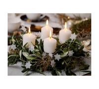 Garden Marketplace Christmas LED Canvas Print - 4 White Candles - 40 x 30cm | Battery Powered Festive Wall Art with 4 Flickering LED Lights - Stretched Wooden Frame for Indoor Christmas Decor