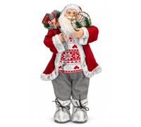 Garden Marketplace Standing Rustic Santa Claus with Sack of Toys, 60cm Tall | Solid Standing Father Christmas Figure with Fabric Clothing and Snow Shoes - Indoor Christmas Display - Rustic Santa Style