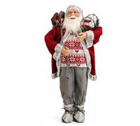Garden Marketplace Standing Rustic Santa Claus with Sack of Toys, 90cm Tall | Solid Standing Father Christmas Figure with Fabric Clothing and Snow Shoes - Indoor Christmas Display - Rustic Santa Style
