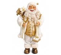 Garden Marketplace Standing White Santa Claus with Sack of Presents - 60cm | Solid Father Christmas Figure with Material Clothing - Freestanding Christmas Ornament - Indoor Festive Display