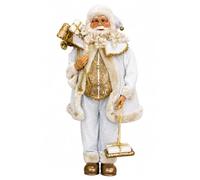 Garden Marketplace Standing White Santa Claus with Sack of Presents - 90cm | Solid Father Christmas Figure with Material Clothing - Freestanding Christmas Ornament - Indoor Festive Display