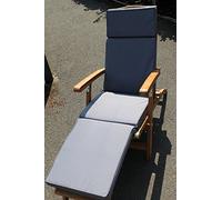 Garden Marketplace Steamer Chair Cushion, 6cm Thick, Grey, 183 x 49cm | Made From Durable Polyester w/ Removable Washable Cover, Flame Retardant Filling, Adjustable Straps, and Double Piped Edges