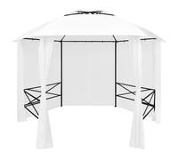 Garden Marquee Pavilion Tent with Curtains Hexagonal Beige/Anthracite vidaXL
