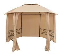 Garden Marquee Pavilion Tent with Curtains Hexagonal Beige/Anthracite vidaXL