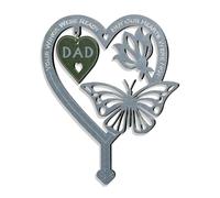 Garden Memorial Plaque for Dad Garden Stakes Grave Markers Cemetery Weatherproof Inserted Yard Sign Heart Shaped With Butterfly Flower Ornament Memorial Plaques and Garden Signs Present