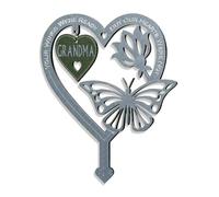 Garden Memorial Plaque for Grandma Grave Memoerial Present Weatherproof Inserted Garden Stakes Marker Yard Sign Heart Shaped With Butterfly Flower Ornament Memorial Plaques Garden Signs