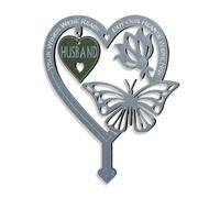 Garden Memorial Plaque for Husband Grave Memorial Stake marker Ornament Husband Weatherproof Inserted Stakes Yard Sign Garden Heart Shaped With Butterfly Flower Garden Signs Present