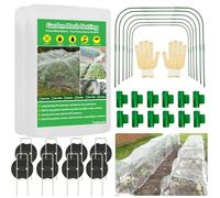 Garden Mesh Netting Kit, 3x12M Ultra-Fine Insect Netting with 6 Sets Tunnel Hoops & 12 Clips ＆12 Garden Pegs, Garden Netting for Raised Beds, Greenhouse, Vegetable & Flower Cover