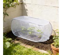 Garden Mesh Plant Covers for Raised Beds Outdoor Crop Cage Netting and Floating Row Cover for Vegetables and Fruits Physical Barrier with 8 Ground Stakes (White, 99x45x40cm)