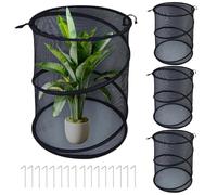 Garden Mesh Plant Protector - 4 Pack Net Covers, Foldable Breathable Frame, Durable Animal Resistant Shield | Fruit Plant Shelter Tomato Strawberry Raised Beds Outdoor Growth Protection