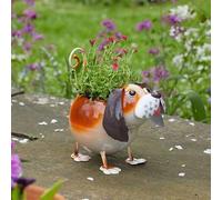 Metal Dog Planter - Novelty Animal Themed Garden Pot for Flowers and Small Plants - Outdoor Decorative Ornament