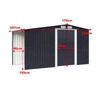 Garden Metal Storage Shed with Log Storage