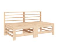 vidaXL Garden Middle Sofas Outdoor Sectional Sofa 2 pcs White Solid Wood Pine