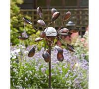 Garden Mile Solar Powered Wind Spinner Extra Large Wind Sculpture LED Solar Light Garden Decoration Multi Colour LED Light Kinetic Wind Spinner - Ground Stake Garden Ornament (Gemini)