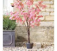 Garden Mile® 1.4m Artificial Cherry Blossom Tree Large Outdoor Garden Tree with Pot Realsitic Pink Flower Tree Wedding Party Decoration Indoor & Outdoor Fake Tree with Pink Flowers