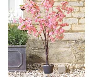 Garden Mile® 1.4m Artificial Cherry Blossom Tree Large Outdoor Garden Tree with Pot Realsitic Pink Flower Tree Wedding Party Decoration Indoor & Outdoor Fake Tree with Pink Flowers