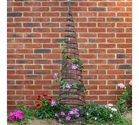 Garden Mile 1.5m Large Garden Metal Faux Rattan Obelisk Cone Pyramid Plant Support Trellis Climbing Frame Plant Support Trellis for Climbing Plants Garden Outdoor Heavy Duty Obelisk in Brown