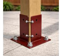 Garden Mile 1 x 100mm x 100mm Galvanised Steel Bolt Down Square Fence Post Support Holder Metal Fence Shoes Garden Supports Outdoor Use Gardening Fencing Easy Application Hardwearing Weatherproof