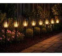 Garden Mile 10pc Solar LED Flaming Stake Light Garden Torch Lights with Realistic Flame Effect Waterproof Garden Lamp Stakes for Outdoor Yard Pathway Flame Effect Stake Light