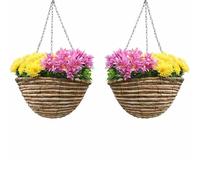 Garden Mile 12" Hanging Flower Baskets 2 Pack with Liner & Chain Set