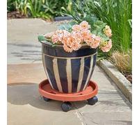 Garden Mile Plant Pot Caddy with Wheels, 12" Heavy Duty Rust Proof Plant Pot Trolley, Round Potted Plant Stand for Indoor Outdoor Home Garden Tools Dolly Plant Support