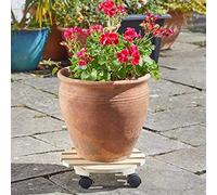 Garden Mile Plant Caddy 12’’ Wood Heavy Duty Rolling Plant Stand with 2 360° Lockable Caster Wheels,Indoor Outdoor on Roller Patio/Flower Pot/Succulent Pots Dolly Tray