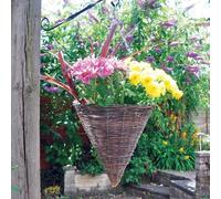 Garden Mile 12" Rattan Hanging Basket Cone Durable Plant Hanger Garden Decorations Heavy Duty Hang Up Planters Outdoor Indoor Greenhouse Accessories