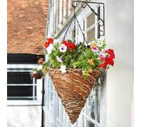 Garden Mile 12in Cone Hanging basket Outdoor Durable Pre Lined Flower Basket For Garden Decorations, Balcony, Patio Hanging Flower Planters - Weatherproof Garden Planter (12" Rafiki Cone, 3)