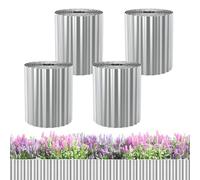 Garden Mile 12M Galvanised Steel Garden Edging - Install Corrugated Metal Lawn Edging - Heavy Duty Rust Resistant Weather Resistant For Garden, Patio, Flowerbeds and Outdoor Spaces (15cm x 3m - x4)