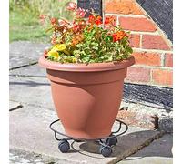 Garden Mile 12" Plant Pot Caddy Garden Outdoor Patio Plant Stand with Wheel Tray Potted Trolley Heavy Duty Powder Coated Steel Plant Dolly Plant Supports for Outdoor Plants