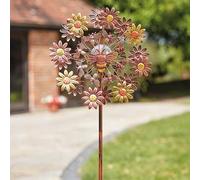 Garden Mile 130cm Large Solar Wind Spinners For Garden - Windmill Outdoor Solar Garden Ornament with Colour Changing LED Crackle Glass Light - Kinetic Wind Sculpture for Patio, Lawn & Pathway