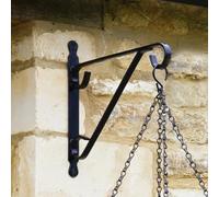 Garden Mile Hanging Flower Basket 1Rattan Effect Plant Holder Outdoor Plant Pot Planter with Hanging Chain Round Wicker Flower Pot Basket Pre-Lined for Easy Planting (14/16" Bracket, 1)