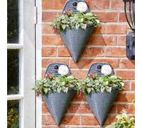 Garden Mile® 14in Garden Wall Planters For Outdoor Plants - Wall Baskets For The Garden With Fixings, Grey Rattan. Outdoor Wall Planters Transform Spaces, Rust Proof, Easy To Fit… (3)