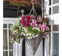 Garden Mile 14in Pinto Hanging basket Outdoor Durable Pre Lined Flower Basket For Garden Decorations, Balcony, Patio Hanging Flower Planters - Weatherproof Garden Planter