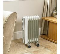 Garden mile® 1500w 7 Fin White Oil Filled Radiator Portable Energy Efficient Electric Heater Small Compact Floor Standing Room Heater With Adjustable Heat Control