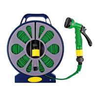 Garden Mile 15m Flat Hose Pipe with Spray Gun & Connectors - Heavy Duty Anti Kink Garden Hose with Tap Adaptor - Flexible Hosepipe for Plant Watering, Car Washing & Patio Cleaning