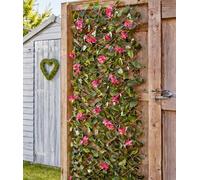 Garden Mile 180x60cm Outdoor Artificial Trellis - Durable Expanding Fence Panel with Flowers & Leaves - Wooden Garden Trellis Panels for Fence Screening, Privacy Screen & Balcony Decor