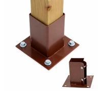 Garden Mile 2 Pack 100mm x 100mm Bolt Down Fence Post Supports - Galvanised Steel Square Post Holder Brackets with Base Plate & Carriage Bolts - Hardwearing Weatherproof Outdoor Fence Shoes