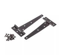 Garden Mile 2 Pack 6 Inch / 150mm Black Garden Gate Hinges for Wooden Gates Heavy Duty Powder Coated for Weather Protection T Hinges with Screws for Shed Garage Barn Doors Gate Hinge