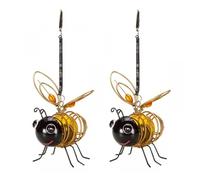 Garden Mile 2 Pack Hanging Solar Powered Bee Light Warm White Bug Lighting Black & Yellow Bumble Bee Novelty Outdoor Garden Lights Solar Power Hanging Light Lantern Indoor Outdoor Decorative Fun Light