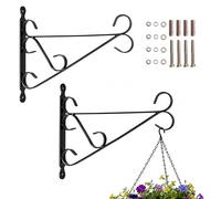Garden Mile 2 Pack Heavy Duty Hanging Basket Brackets 18 Inch - Powder Coated Steel Wall Mounted Garden Plant Hangers with Fixings Included - Decorative Outdoor Basket Hooks Holds Up to 35kg Each