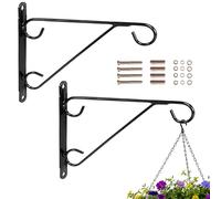Garden Mile 2 Pack Heavy Duty Hanging Basket Brackets 18 Inch Powder Coated Steel Wall Mounted Garden Plant Hangers with Fixings Included Decorative Outdoor Basket Hook (2x 14/16" Hanging Brackets)
